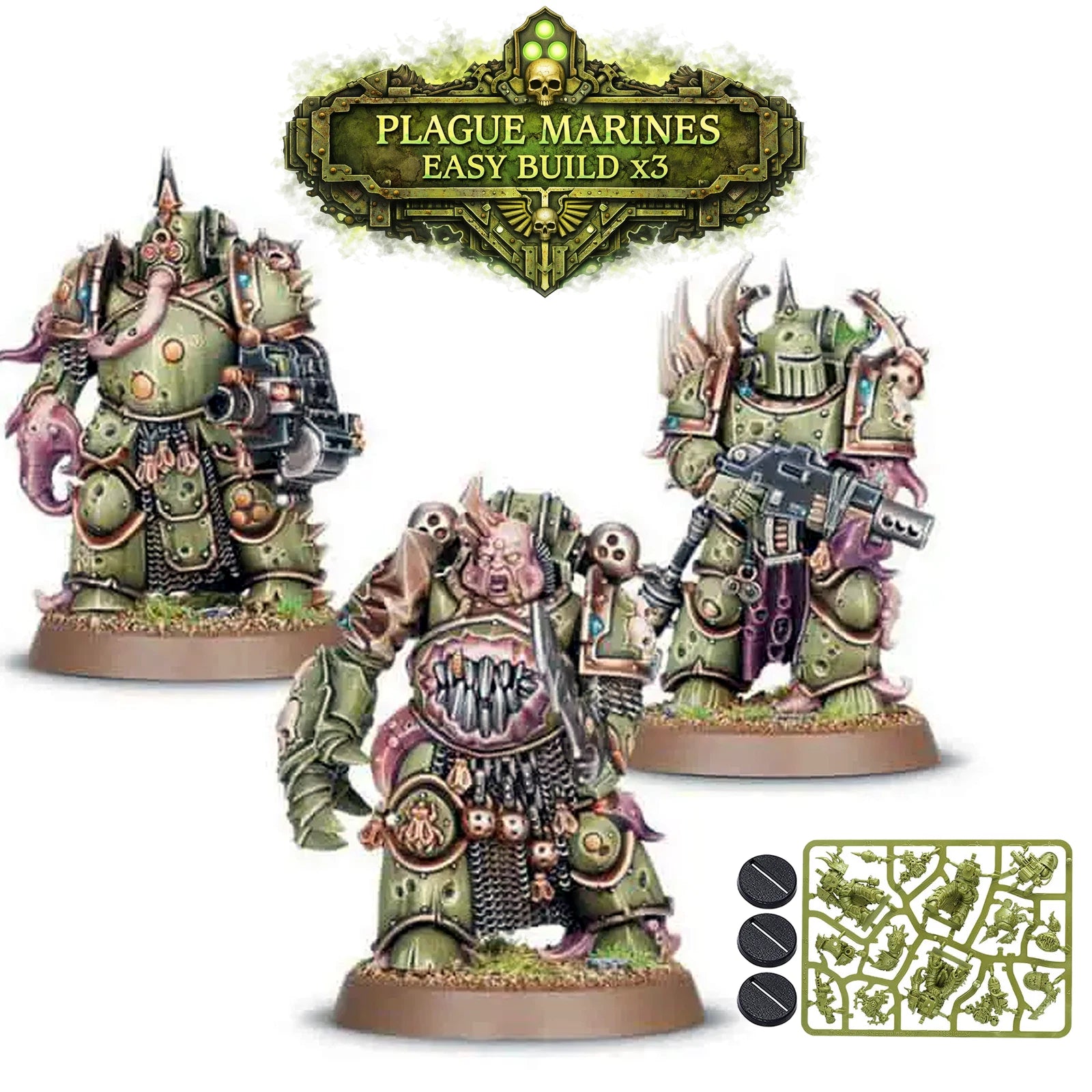 Warhammer 40k Chaos Space Marine Death Guard Plague Marines 3x Easy To Build OOP
