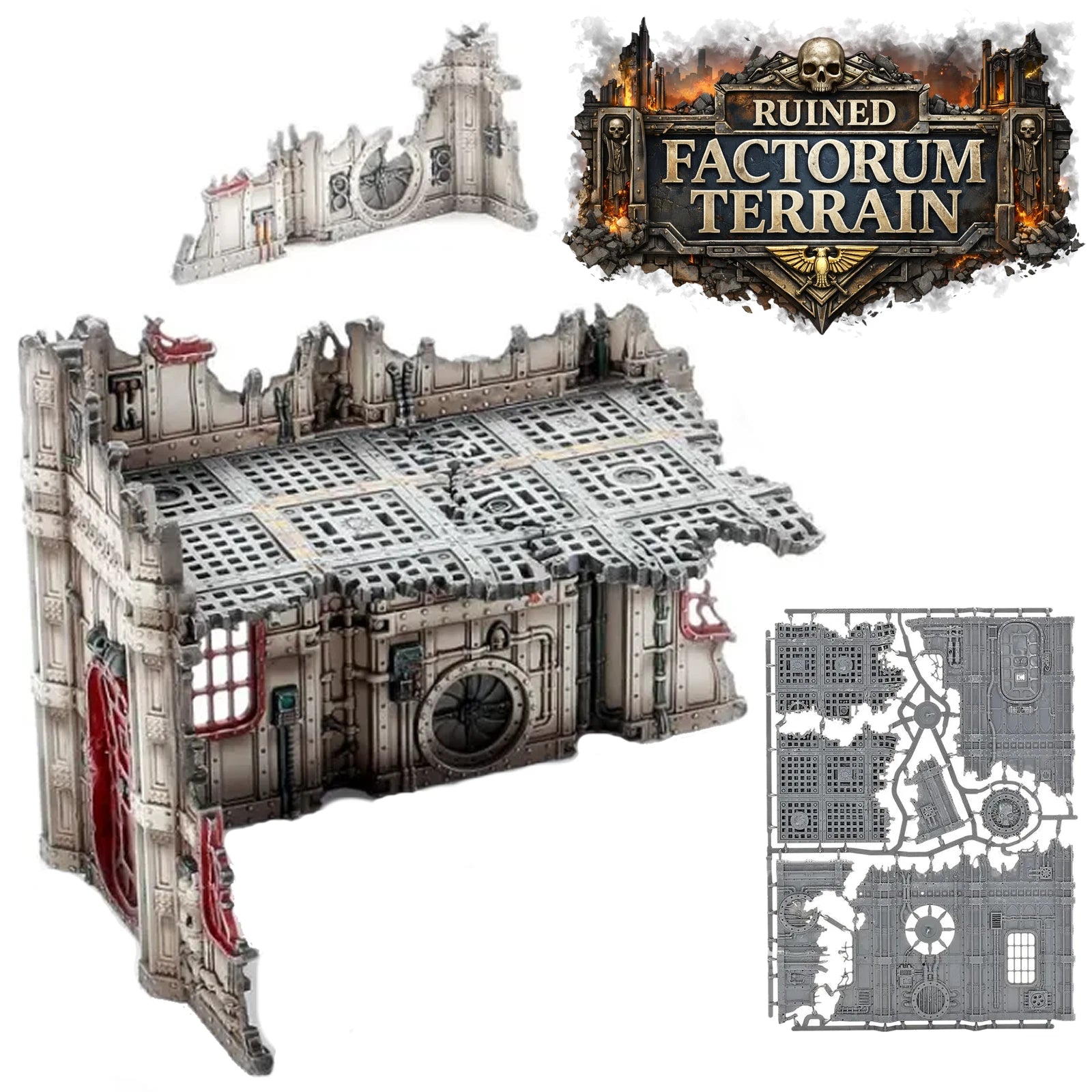 Warhammer 40k Ruined Factorum Terrain Scenery Building New on Sprue